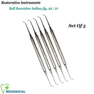 Set di 5 - Strumenti di Riempimento Restaurativi Bruciatore a Sfera 26/27 Manico Cavo CE - Foto 1 di 3