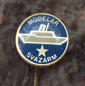 Svazarm Modellbootbauer Design Tschechische Armee Kadetten Militär Reserve Pin Anstecker - Bild 1 von 2
