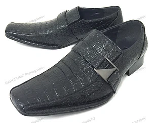 Brand New Men's Dress Shoes Loafers Elastic Slip On Crocodile Buckle Formal - Picture 1 of 28