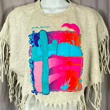 Palm Springs Fringed Puffy Desert Scape Womens Large T-Shirt Upcycled USA Groovy