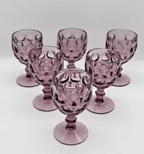 Imperial Glas Provinz Amethyst Wasserkelche 7 Unzen Daumenabdruck Vintage Set ~ 6 - Bild 1 von 11
