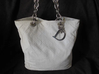 WHITE SOFT LEATHER CHRISTIAN DIOR SHOULDER BAG TOUCHED UP - Image 1 of 4