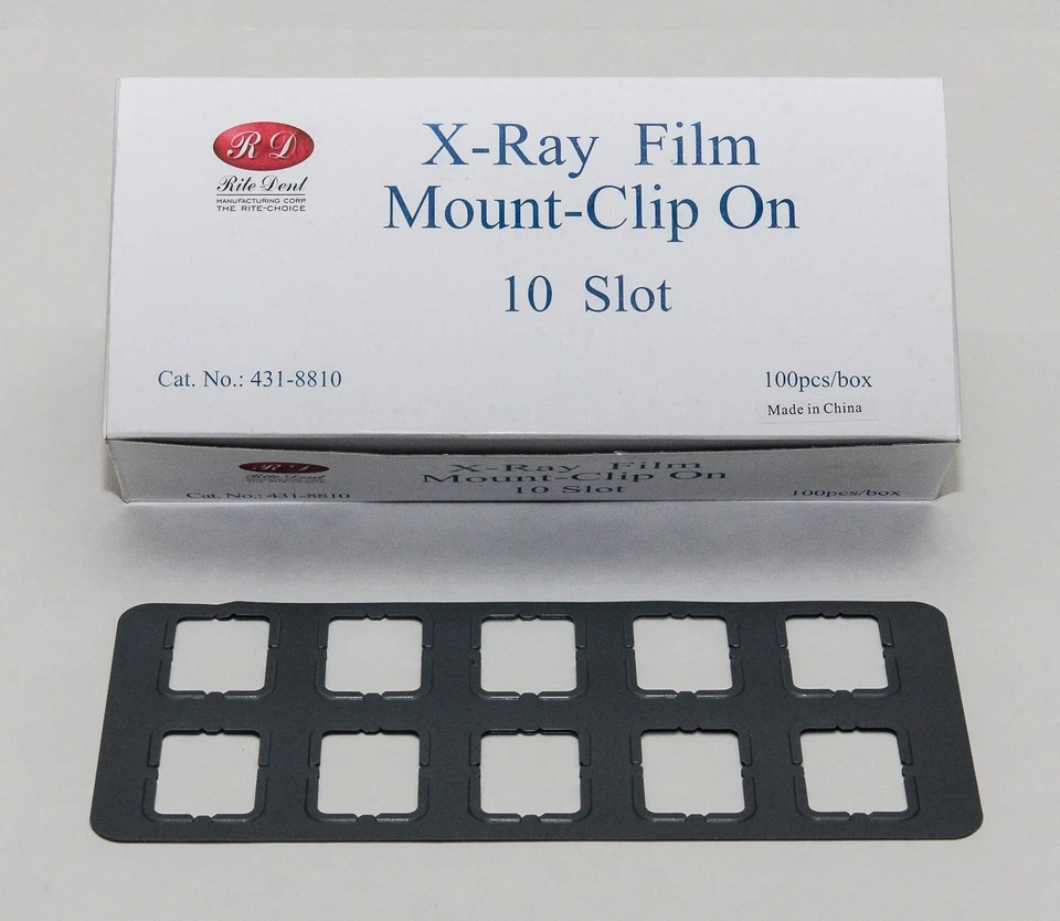 HOUSE BRAND DENTAL UNIVERSAL X-RAY FILM MOUNT FRAMES SIZE #2 CLIP ON 10 SLOT 100PC/BOX