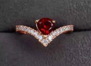 2Ct Trillion Cut Women's Engagement Ring Lab Created Garnet 14K Rose Gold Plated - Picture 1 of 6