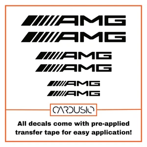 Mercedes AMG Logo Decals Vinyl Stickers Graphics Kit. Gloss Black. Pack of 6 - Picture 1 of 1