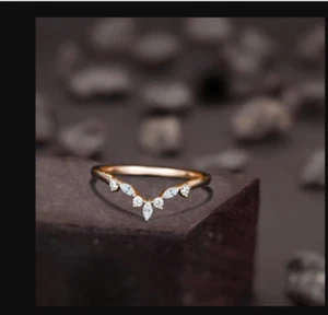 1 Ct Moissanite Wedding Eternity Band Yellow Gold On Sterling Silver Ring Size 7 - Picture 1 of 3