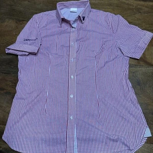 Disney Store Employee Shirt Red & White Gingham Button-Up Plaid Medium - Picture 1 of 9