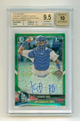 2018 Bowman Baseball - BGS 9.5/10 KEIBERT RUIZ, 31/99 GREEN SHIMMER AUTO #CPA-KR - Image 1 of 2