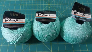 Lot of 3 Balls Vintage Vibi Ornaghi Filati Yarn Cotton Acrylic Aquamarine Italy - Bild 1 von 3