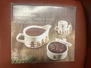 Next Christmas Gingerbread Stacking Gravy Boat and Condiment Pot Set of 2 BNIB - Picture 1 of 5
