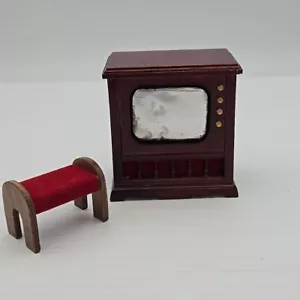 Heidi Ott Dollhouse Miniature 1:12 scale Scale TV Console And Stool - Picture 1 of 1