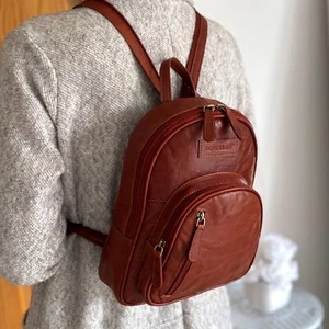 Rowallan Women's Cognac Leather Backpack - Picture 1 of 3