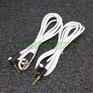 2x White High Quality Gold Plated 3.5mm Auxillary Cable Right Angle Audio S41 - Picture 1 of 1