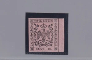 Modena 1854: 10c.rosa ( N° 9 ) With Wide Margins Border of Sheet Right MH - Picture 1 of 2
