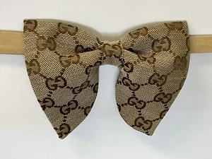Vintage Style Oversized Bow Tie 70’s Brown Monogram - Picture 1 of 4
