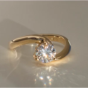 14k Gelbgold Lab Created Diamant Ring Rund IGI-zertifiziert 1,00 Ct Hochzeit - Bild 1 von 16