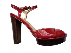 $ 790 Designer seltene Marc by Marc Jacobs Damen rote Sandalen Absatz Pumps Schuhe 38 - Bild 1 von 8