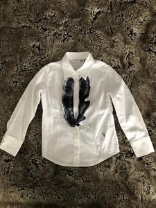 TRUSSARDI Junior White Ruffle Bib Shirt With Embellishments Size 4 Years - Picture 1 of 8