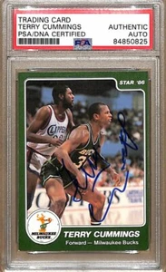 1985-86 Star Company #124 Terry Cummings Bucks tarjeta firmada/automática PSA/ADN 178991 - Imagen 1 de 2