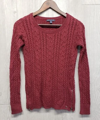 Свитер женский American Eagle XS вязаный пуловер фиолетовый винный круглый вырез LS - Изображение 1 из 4