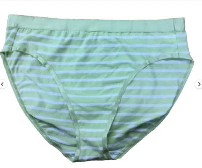 Bikini Jenni satinado mezcla de algodón corte alto, rayas verdes del Nilo, M Foto 1 de 2