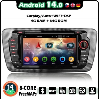 64GB 8-Kern Android 14 DAB+CarPlay DSP Autoradio Navi GPS BT5.0 Für Seat Ibiza - Bild 1 von 4
