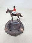 Cendrier d'équitation jockey cheval fer à cheval fabriqué au Japon occupé métal bronze vintage