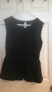 Forever 21 Blouse, Black Junior girls size small, Baby doll Style, Cap Sleeves - Picture 1 of 4