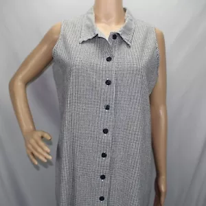 Vestido Christopher & Banks Negro Blanco a Cuadros Med Sin Mangas Botones Frontal - Imagen 1 de 9
