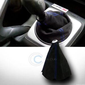 Universal JDM Style Black Suede Blue Stitch Shifter Shift Boot Cover MT/AT C07
