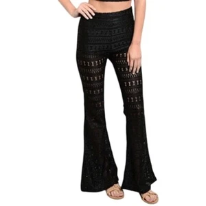 Mustard Seed Flared Leg Side Pocket Stylish Fully Embellished Lace Pants S - Picture 1 of 8