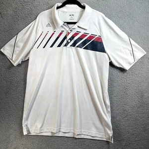 ADIDAS SHIRT XL Golf Polo WHITE RED BLUE SILVER - Picture 1 of 12