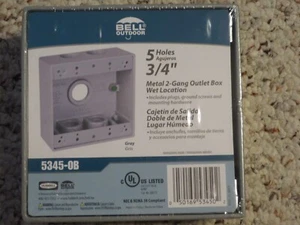 9 BELL OUTDOOR WEATHERPROOF TWO GANG BOX 5345-OB FIVE OUTLET 3/4" NEW IN PLASTIC - Picture 1 of 3