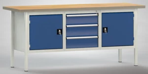 Werkbank 2000x700x900mm 3 Schubladen 2 Türen Ergo Werkstatt Montage - Bild 1 von 1