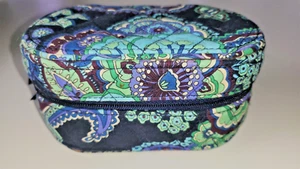VERA BRADLEY Travel Jewelry Box Zip Around 6.5” Paisleys Black/Green/Blue - Picture 1 of 4