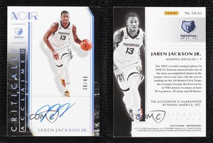 2019-20 Panini Noir Critically Acclaimed Signatures /49 Jaren Jackson Jr Auto
