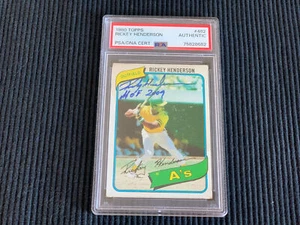 1980 TOPPS #482 RICKEY HENDERSON *ROOKIE AUTHENTIC AUTO PSA/DNA* ATHLETICS - Picture 1 of 2