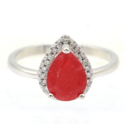 Compre 2 y obtenga 1 gratis Anillo de plata esterlina maciza 925 real 2,3 g rubíes talla 8 Foto 1 de 2