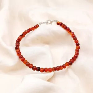 "A+ Bracciale Unisex Fatto a mano A+ Corniola Naturale Pietra Preziosa Rotonda Liscia Confezionata a Mano 6-8" - Foto 1 di 12