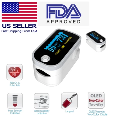 Pulse Oximeter Fingertip OLED Oxygen Saturation SpO₂ Heart Rate Monitor SPO2
