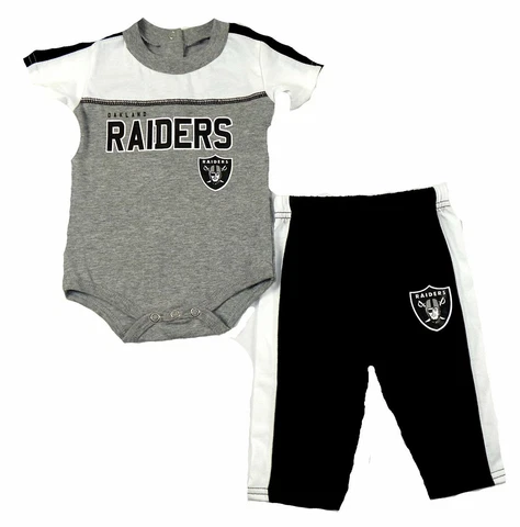 Oakland Raiders 2pc Creeper & Pants Set Infant Baby Bodysuit Cover