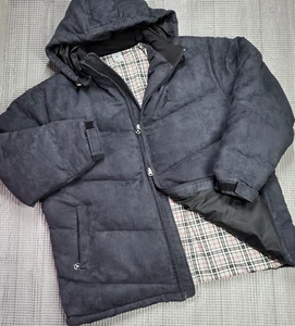 Air Jordan Puffer Jacket Grey Duck Down Feather Plaid Lined Detachable Hoodie 3X - Picture 1 of 21