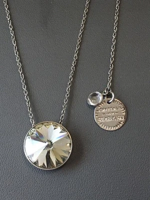 "Collar Rivoli de cristal de Swarovski ajustable a 28"" color gris oscuro plata"  Foto 1 de 4