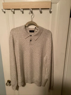 Suéter Tahari Hombre Mezcla Lana Talla Grande Gris Cremoso Claro Foto 1 de 4