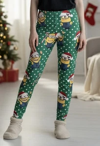Soft Minion Made Christmas Polka Dots Green Pajama Bottoms Pants Sz XL - Picture 1 of 6