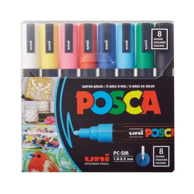 Juego de marcadores de pintura de 8 colores Uni POSCA PC-5M punta de bala mediana (1,8–2,5 mm) Foto 1 de 4