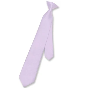 Vesuvio Napoli Boys CLIP-ON NeckTie Solid Lavender Purple Color Youth Neck Tie - Picture 1 of 3