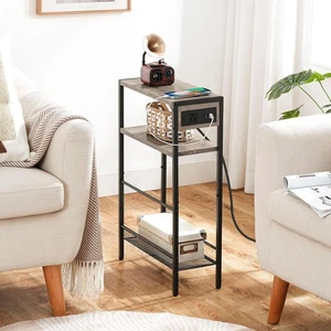 Side Table End Table Nightstand Sofa Beside Table Greige 16.5" x 7.1" x 25.6" - Picture 1 of 9