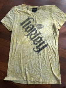 Harley Davidson Badger Madison Wi. T-Shirt gelb Slub Baumwolle Tee Damen XL - Bild 1 von 7