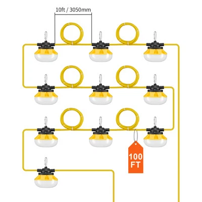 100FT Construction String Lights 100W 10000LM Connectable Waterproof - Image 1 of 4